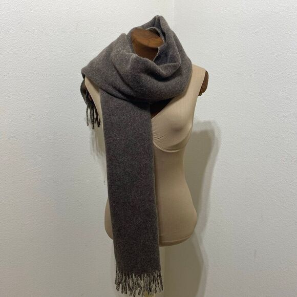 Lauren Ralph Lauren Lambswool Angora Scarf Muffler Brown Tan Reversible Italy - Picture 6 of 12